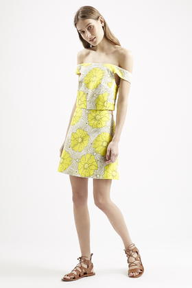 topshop yellow bardot dress
