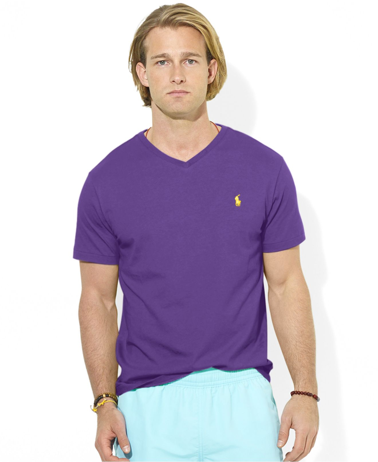 Polo Ralph Lauren Polo Jersey Vneck Shirt in Purple for Men - Lyst