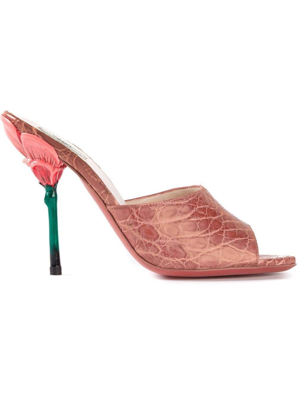 Prada Flower Heel Mules in Pink | Lyst