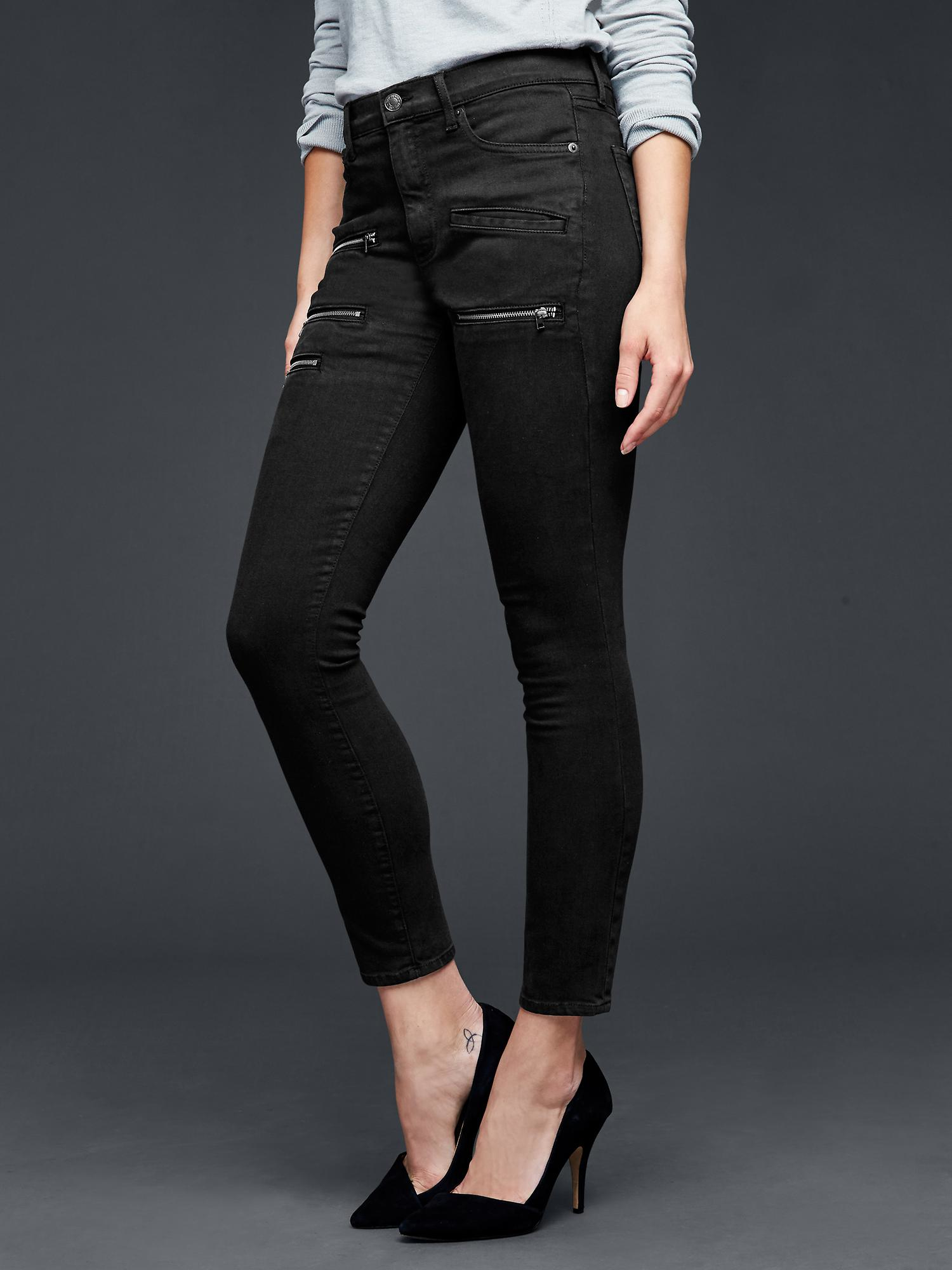Gap Black 1969 Resolution True Skinny Zip Jeans Lyst