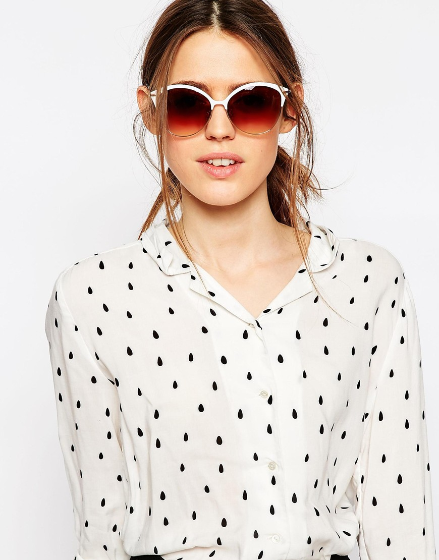 metal rim cat eye sunglasses