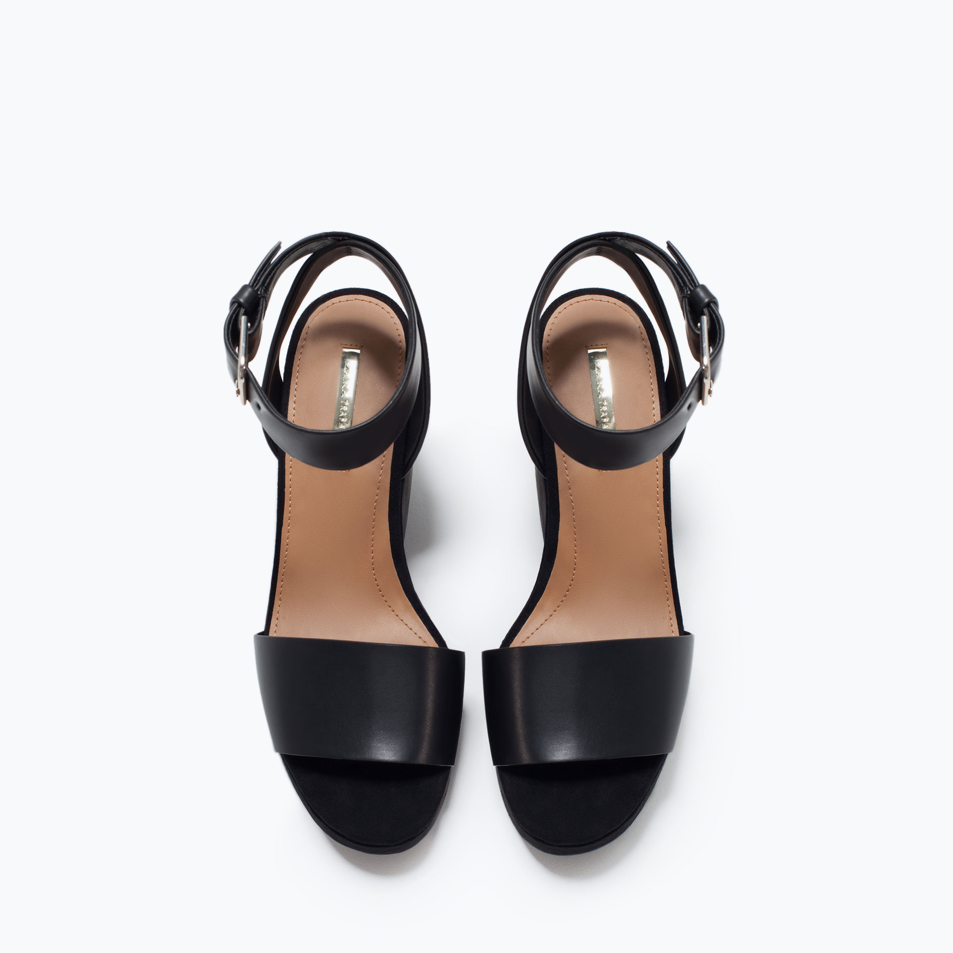zara leather mini wedges with ankle strap