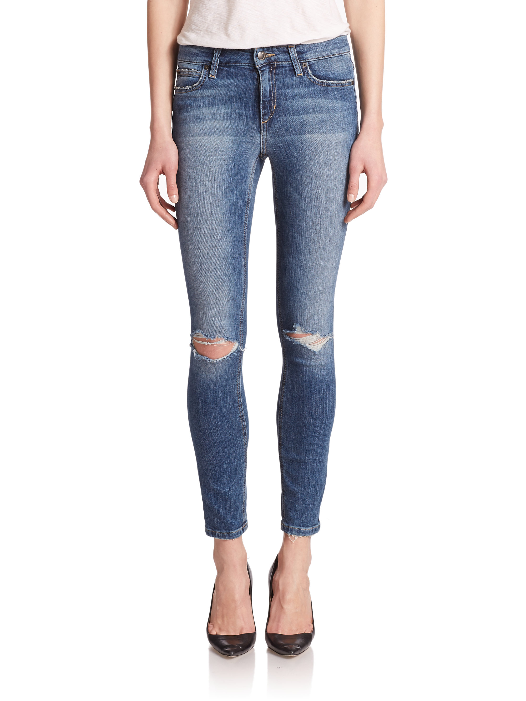 Joe's jeans Icon Distressed Ankle Skinny Jeans in Blue | Lyst