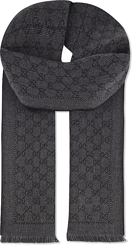 Gucci Lonarin Wool Scarf in Black / Grey (Black) for Men - Lyst