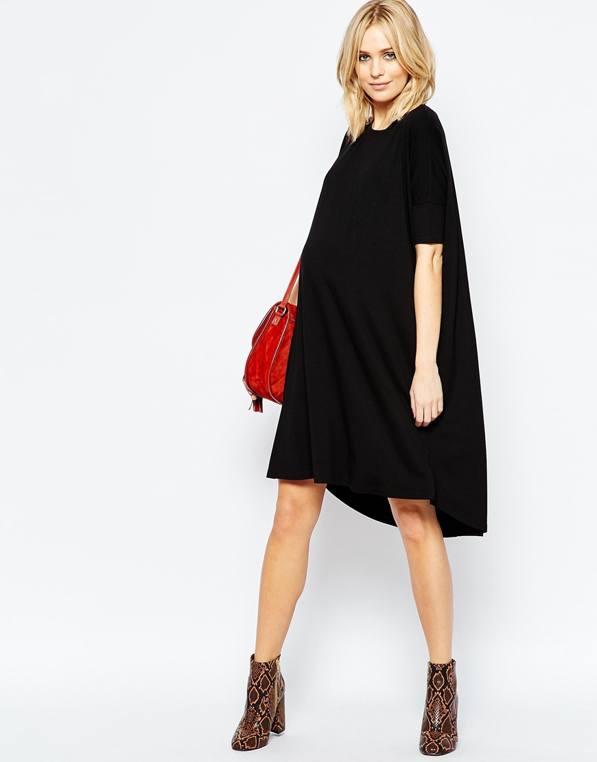 black midi t shirt dress