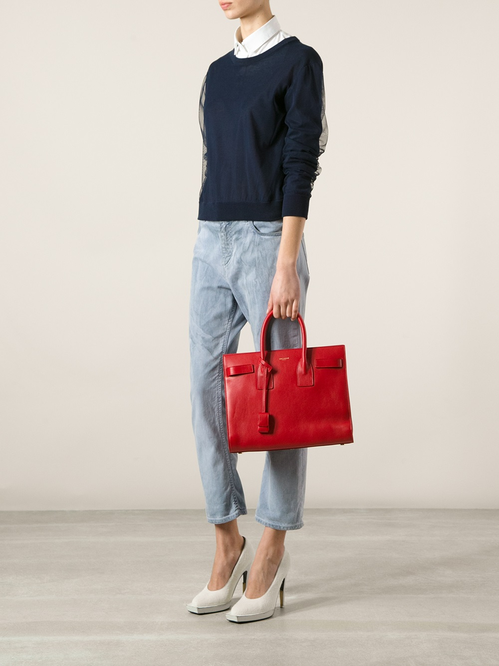 Saint laurent Sac De Jour Small Bag in Red | Lyst