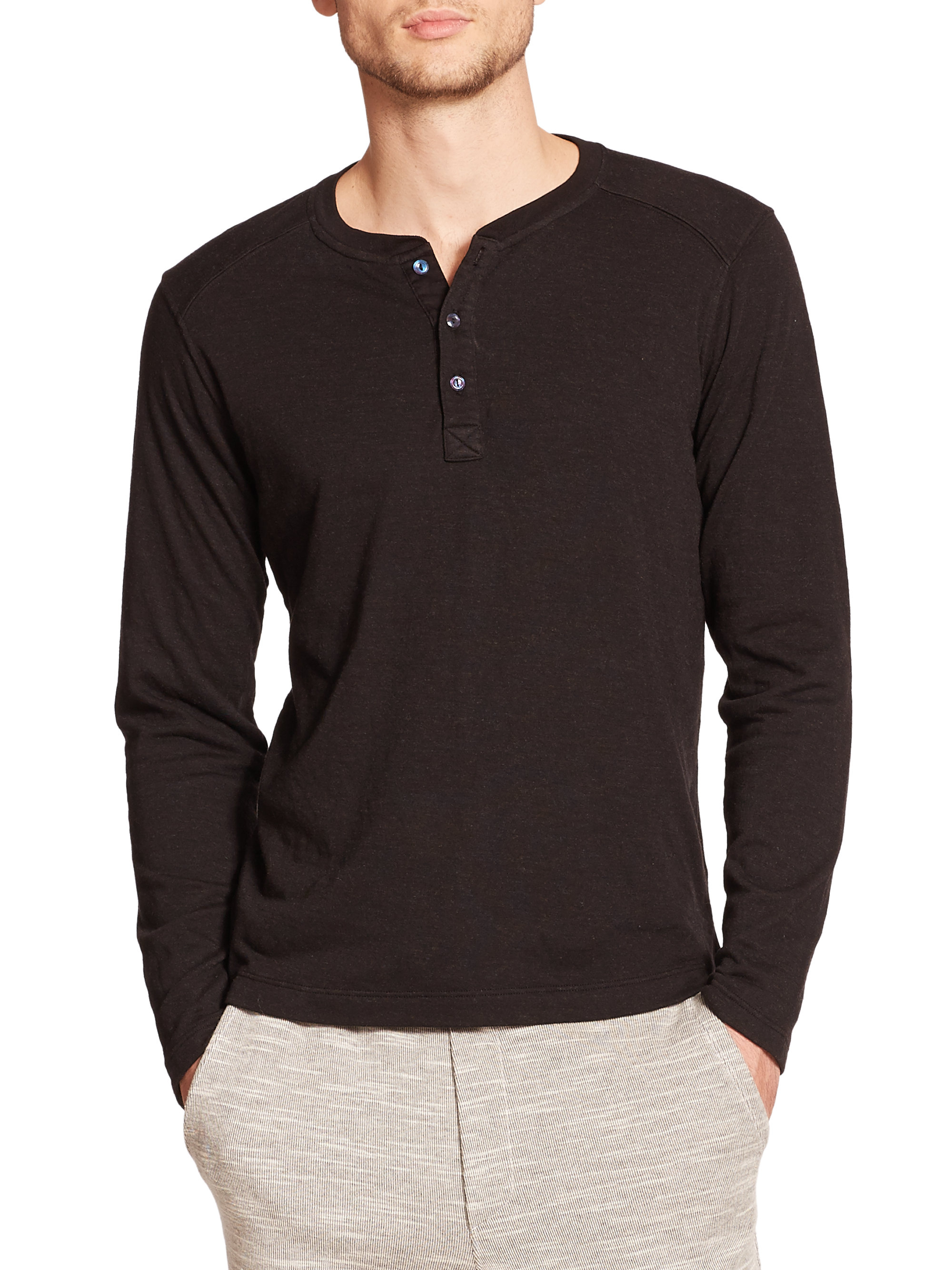 Lyst - Splendid Mills Long-sleeved Henley T-shirt in Black for Men