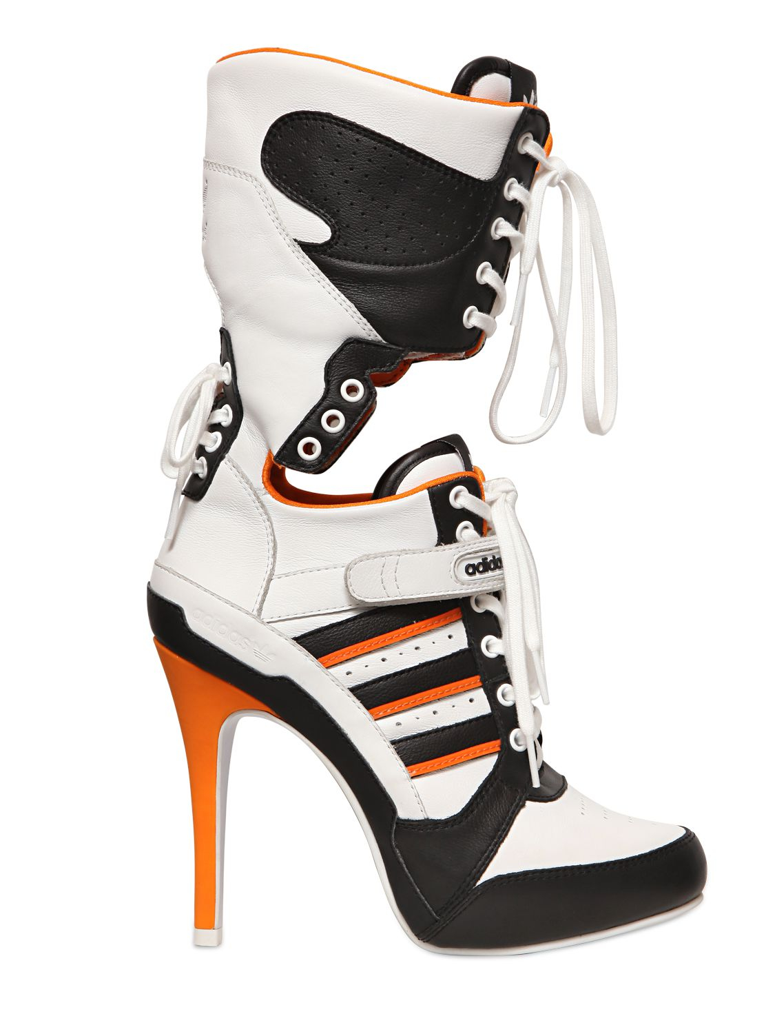 Jeremy Scott for adidas 130mm Js High Heel Leather Boots in White/Black  (Orange) | Lyst UK