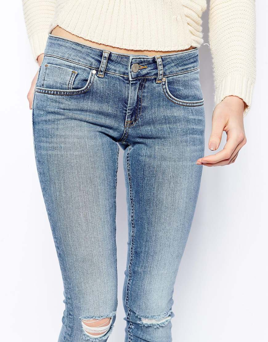low rise skinny ripped jeans