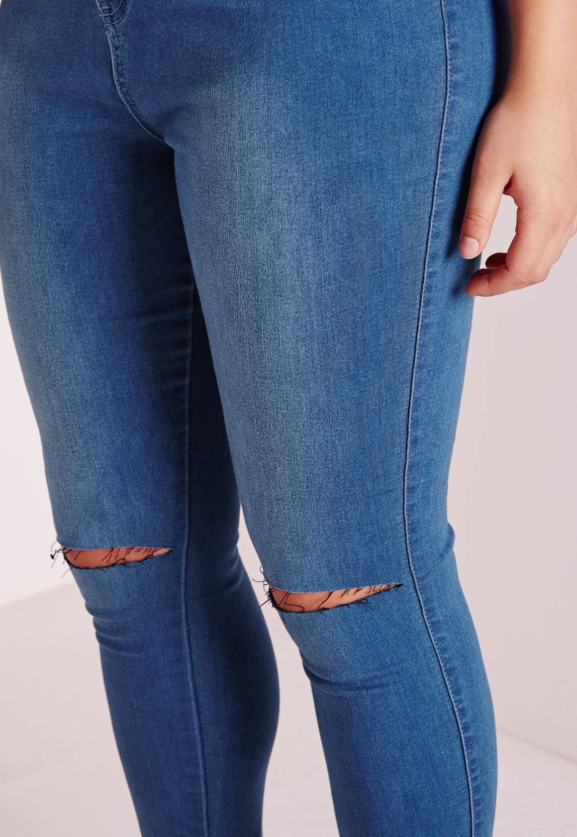 plus size high waisted distressed jeans