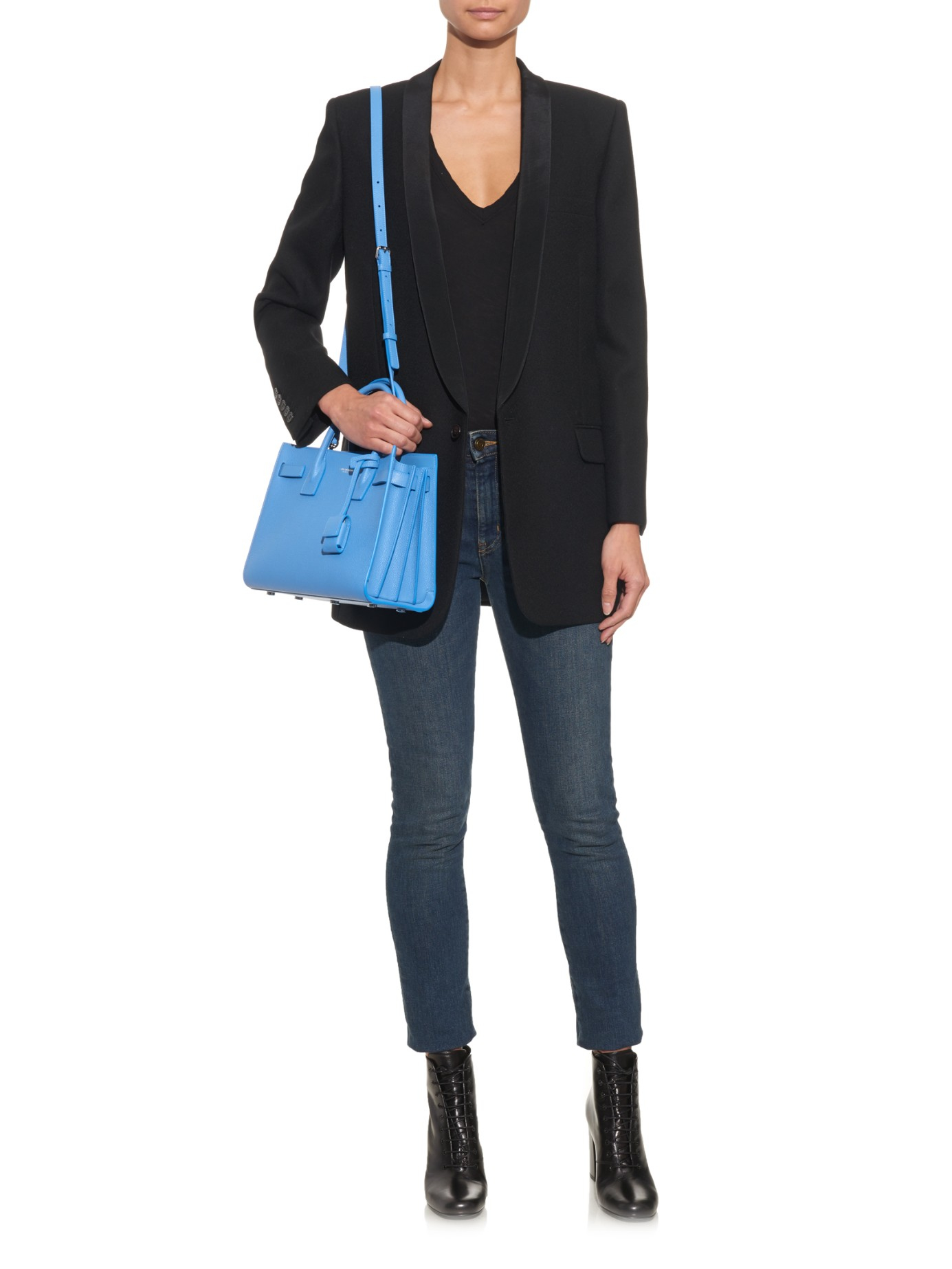 Saint Laurent 'sac De Jour Baby' Shoulder Bag in Blue