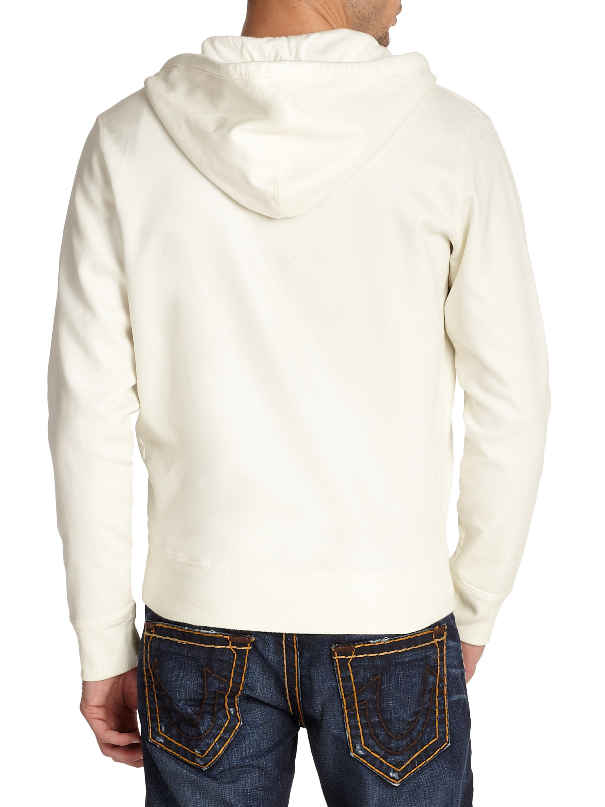 True religion Coated Hoodie in White for Men | Lyst