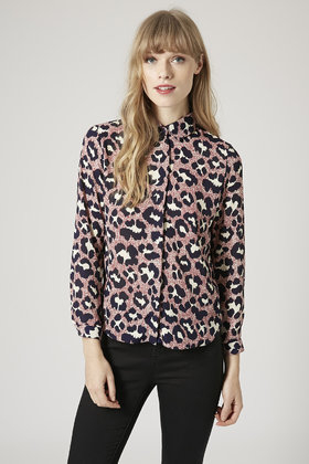 Topshop Petite Leopard Print Shirt In Rust Pink Lyst
