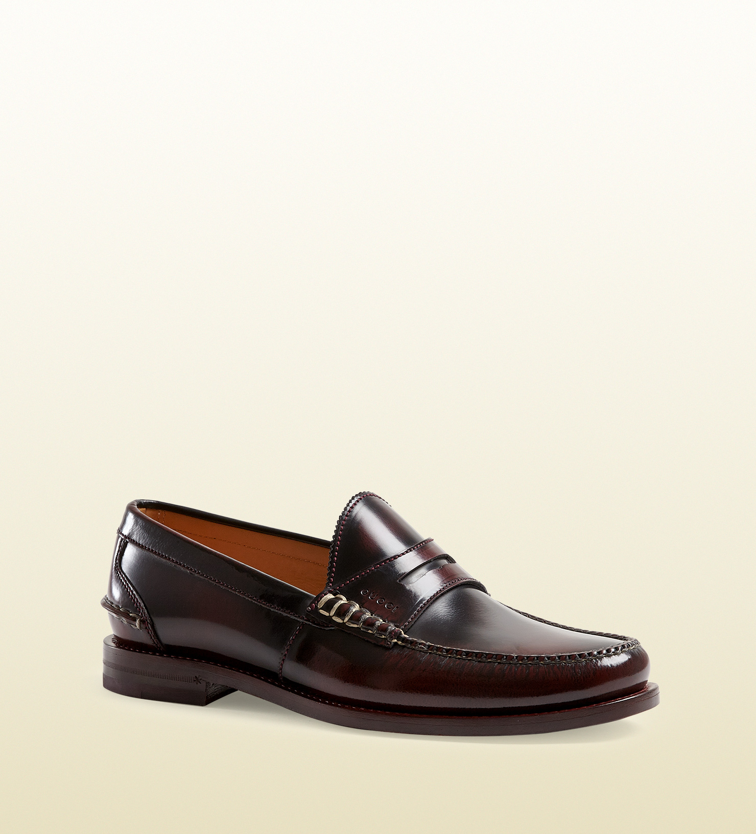 Lyst - Gucci Polished Leather Penny Loafer in Purple for Men