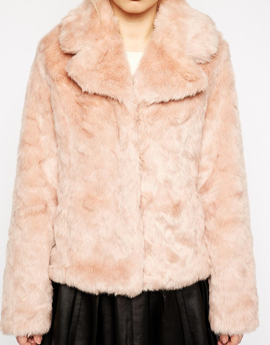 Lyst - Oasis Faux Fur Coat in Pink