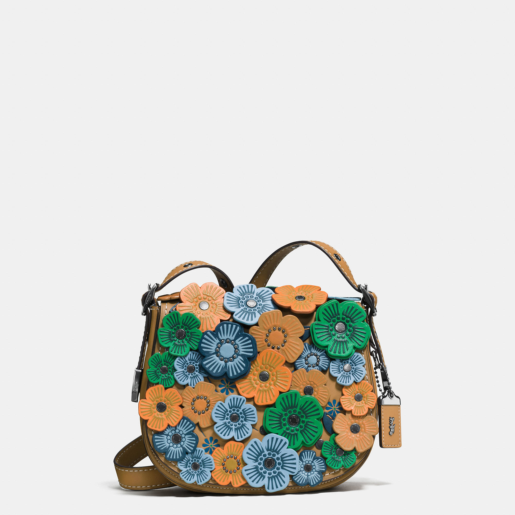 COACH Tea Rose Applique Saddle Bag 23 In Leather Lyst