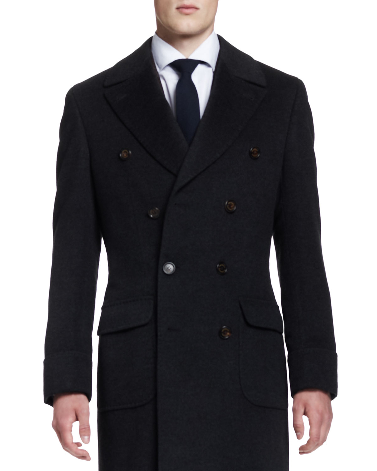 Brunello cucinelli Double-Breasted Cashmere Overcoat in Black for Men ...