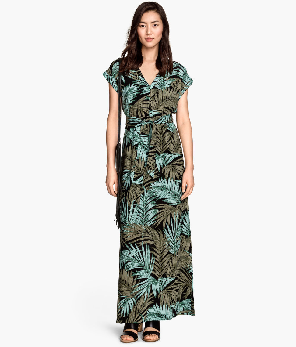 h&m green maxi dress