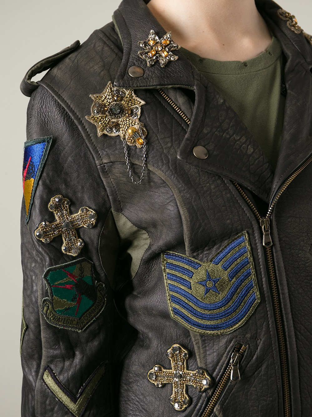 Mr Mrs Italy Black Military Patch Jacket