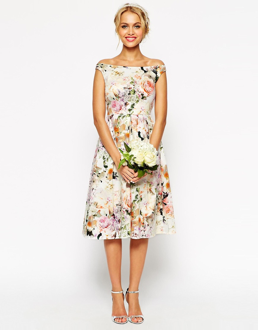 Lyst Asos Wedding  Midi Floral  Prom  Dress 