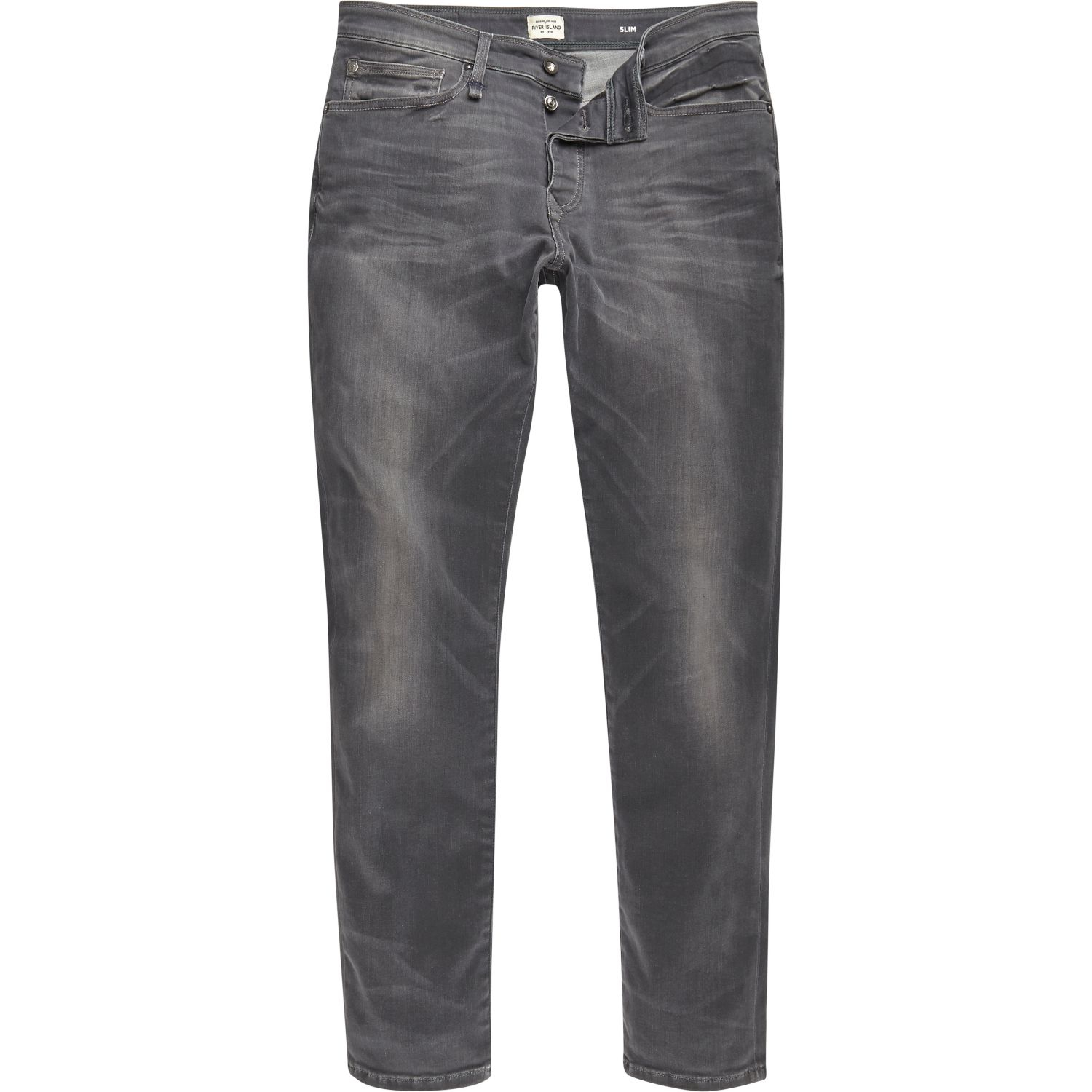 River island Grey Wash Ri Flex Dylan Slim Fit Jeans in Gray for Men | Lyst