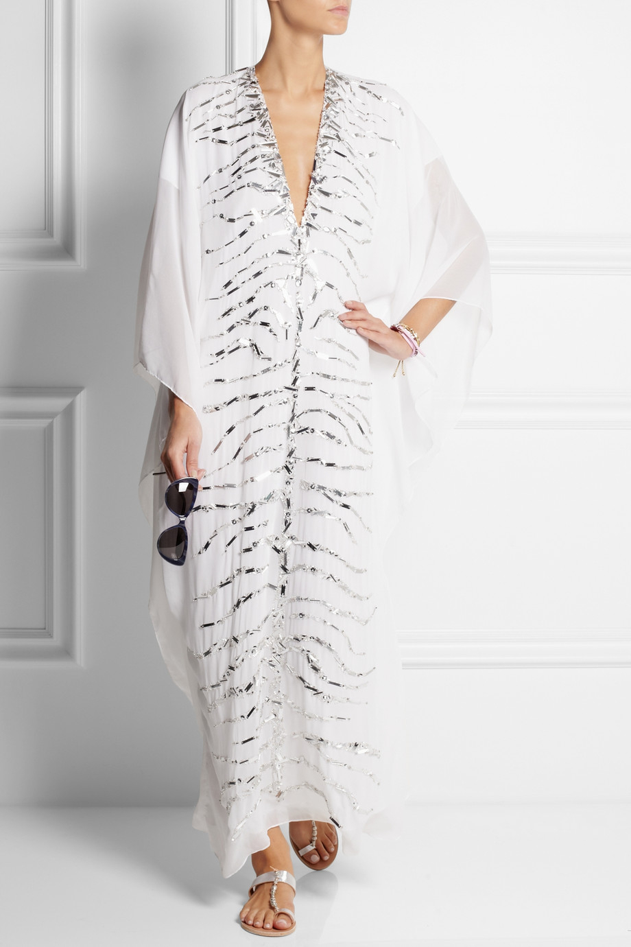 white and silver kaftan