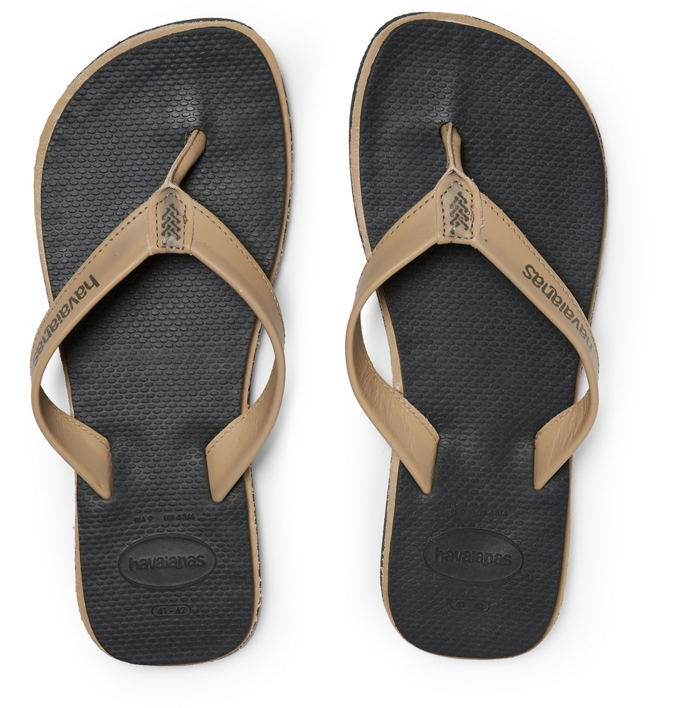 Havaianas Urban Premium Leather And Rubber Flip Flops in Gray for Men | Lyst