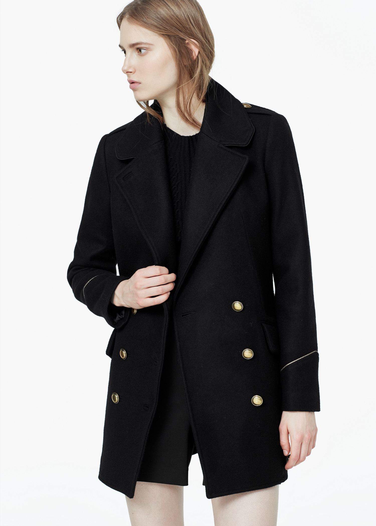 Lyst - Mango Double-breasted Wool Coat in Black