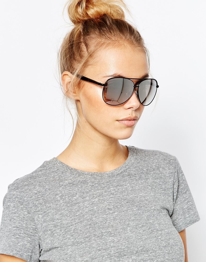 Lyst Quay Macaw Mirror Lense Aviator Sunglasses In Black Gallery Women S Mirrored Sunglasses