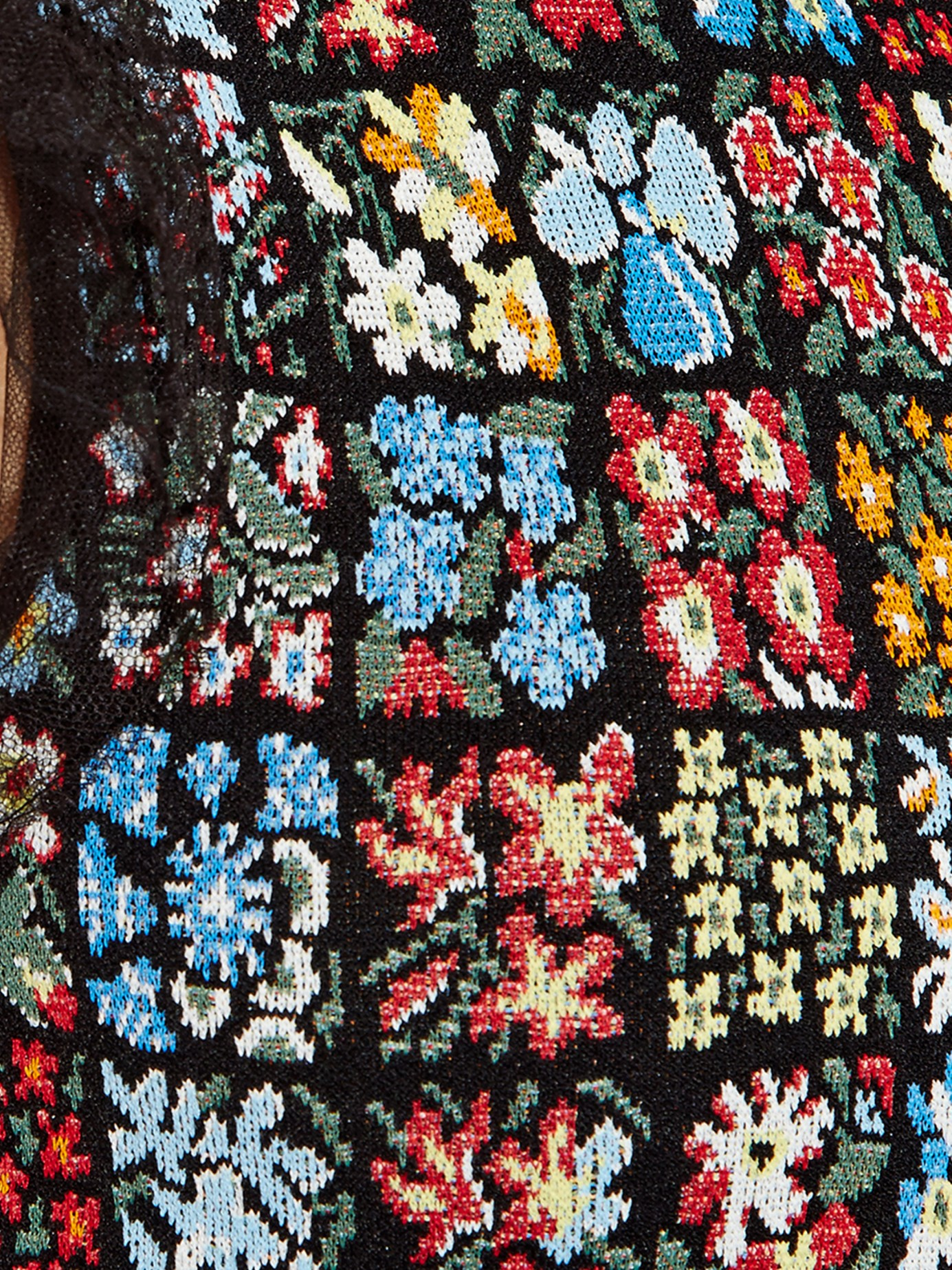Floral Patchwork Intarsia Knit Dress