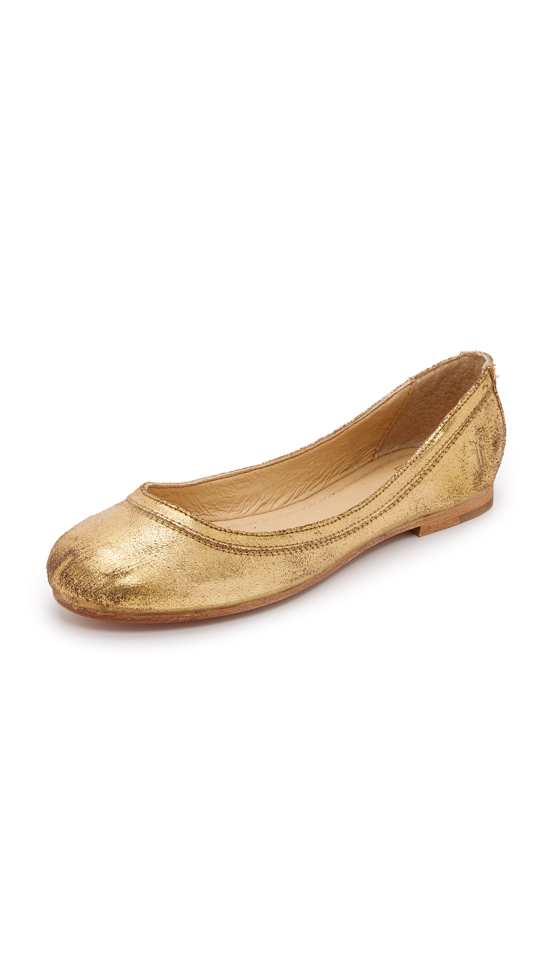 Frye Leather Carson Ballet Flats in Gold (Metallic) - Lyst