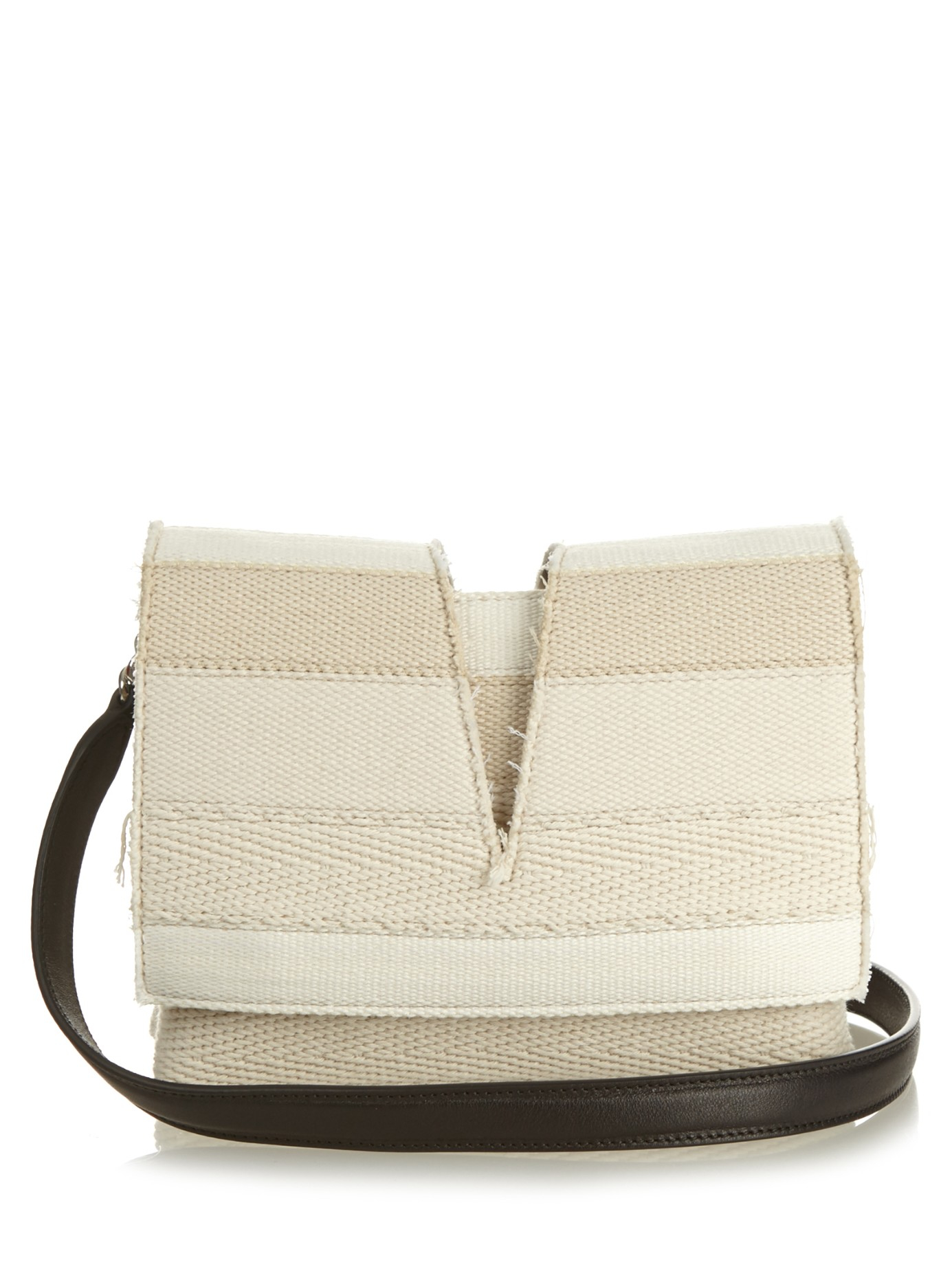Lyst - Jil Sander View Small Striped Canvas Cross-body Bag in Natural