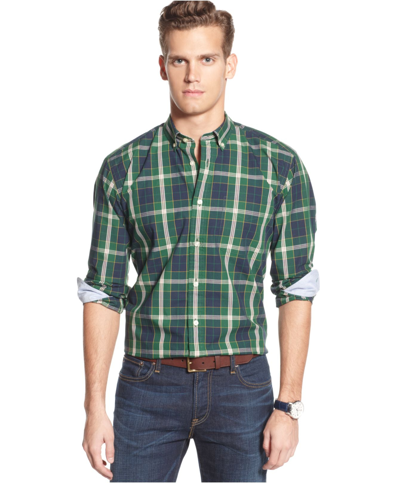 Lyst - Tommy Hilfiger Nelson Plaid Shirt in Green for Men