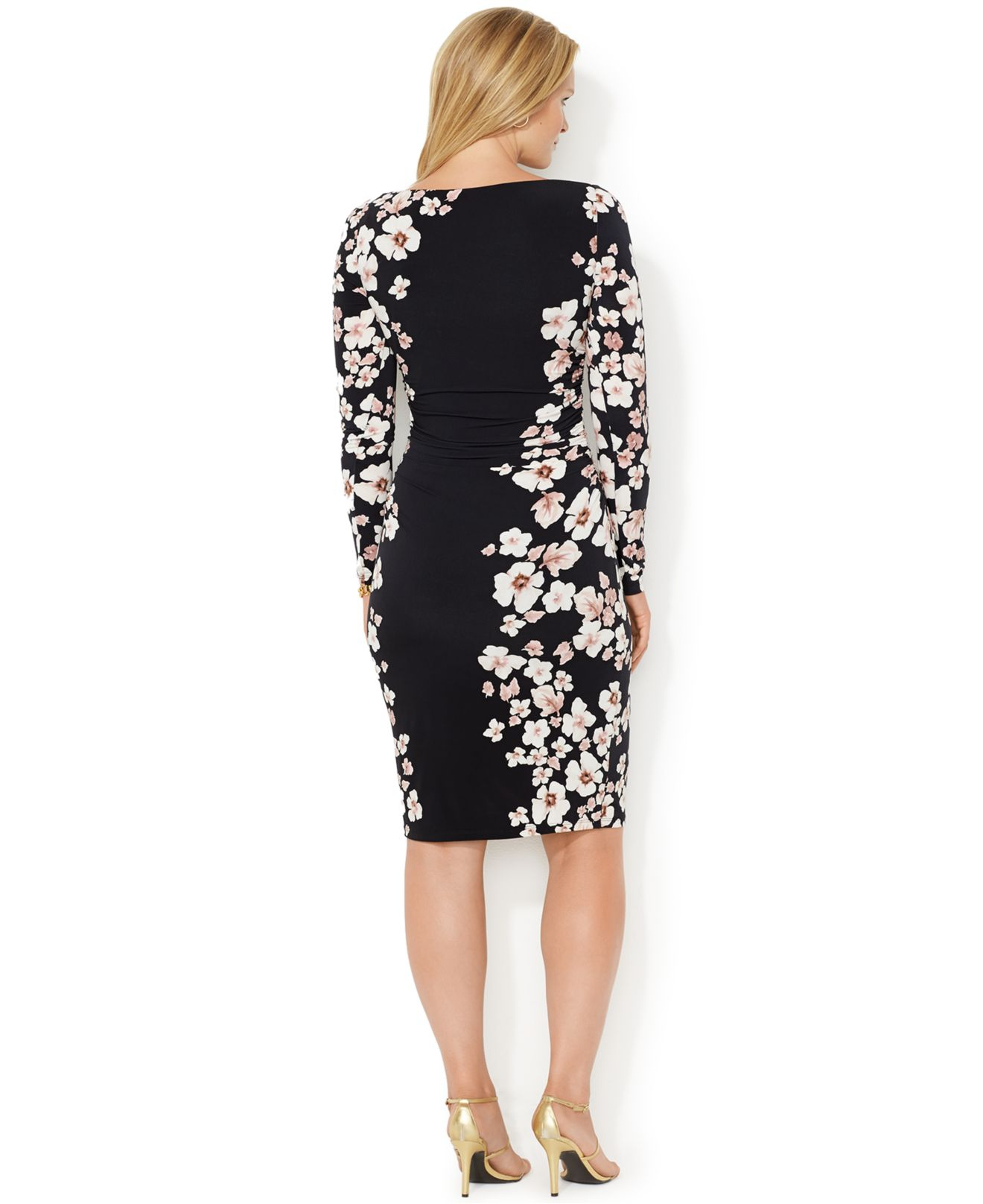 Lauren by Ralph Lauren Plus Size Long-Sleeve Floral-Print Dress | Lyst
