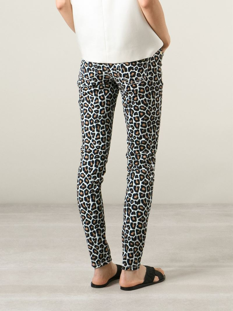 MICHAEL Michael Kors Denim Leopard Print Jeans in Black (White) - Lyst