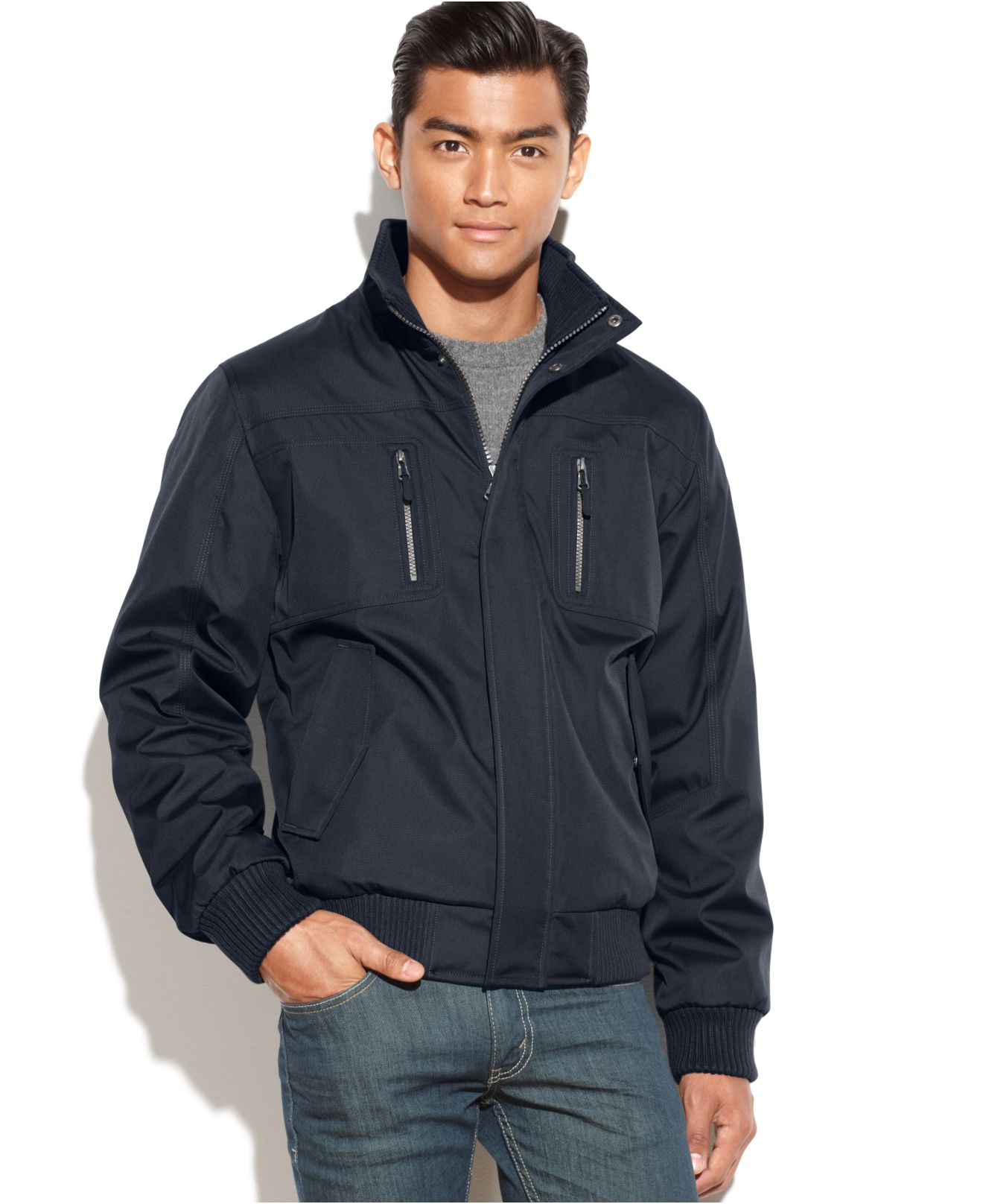 Lyst - Calvin Klein Full-zip Ripstop Bomber Jacket in Blue for Men