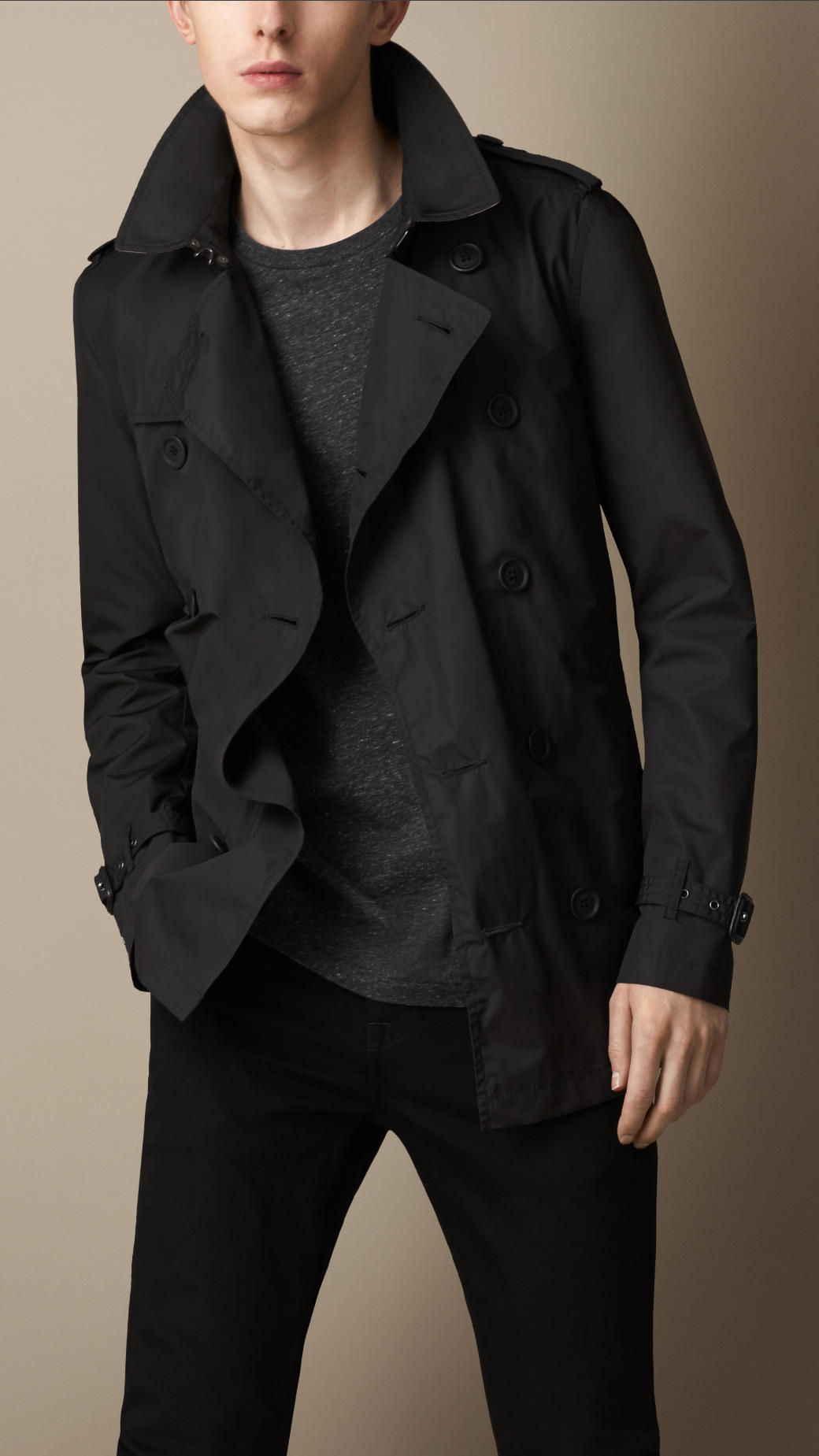 Burberry Short Technical Trench Coat in Black for Men | Lyst