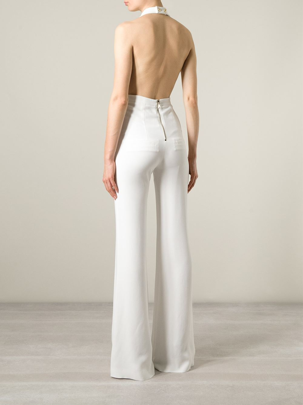halter neck jumpsuit white