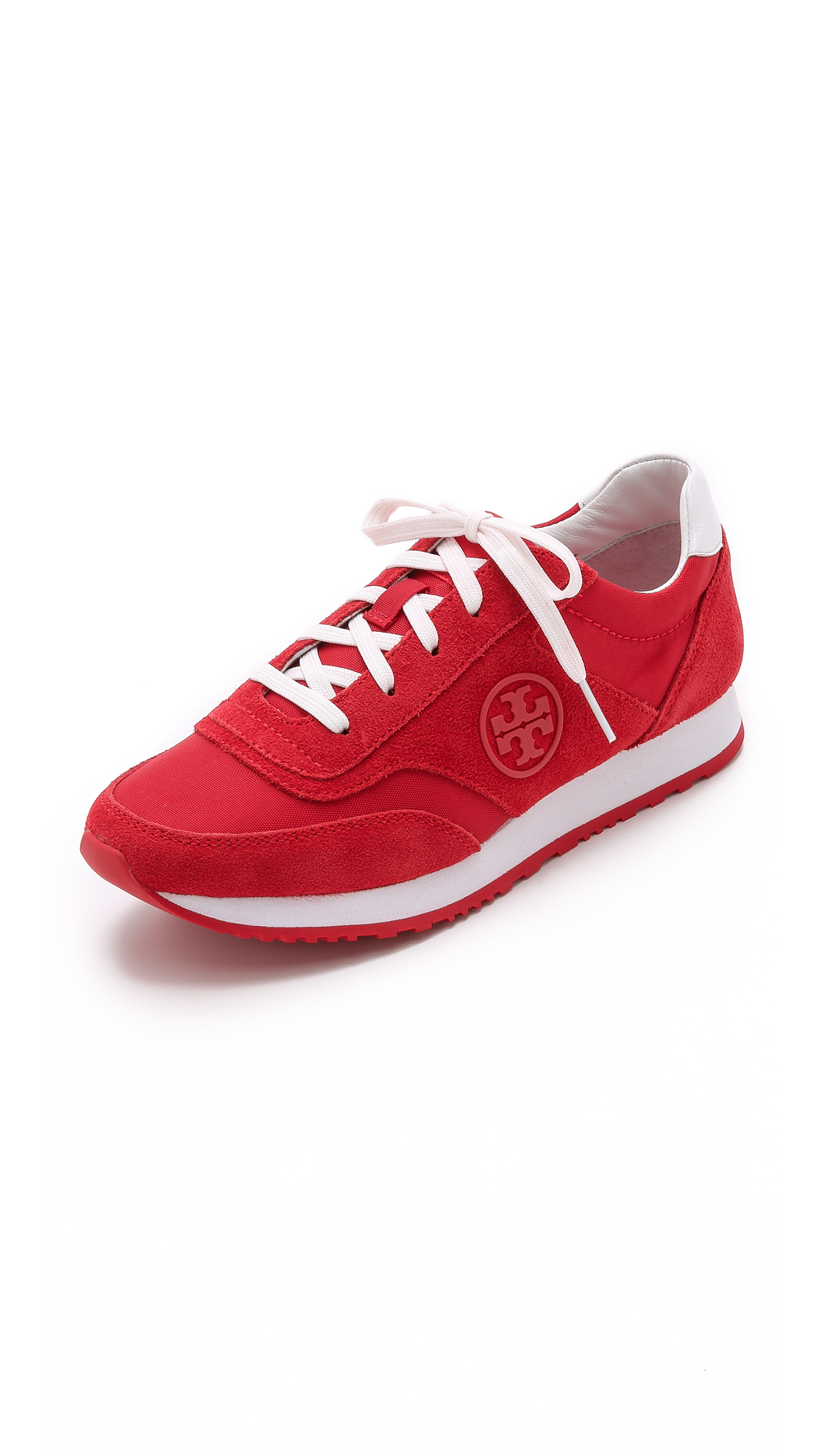 Tory Burch Rubber Logo Suede Trainer Sneakers - Masai Red - Lyst