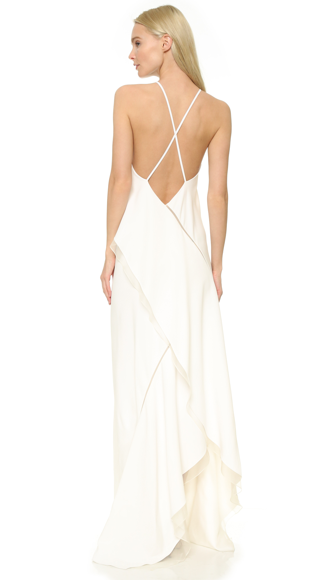 Jason Wu Synthetic Stretch Cady Bias Ruffle Gown In Chalk White
