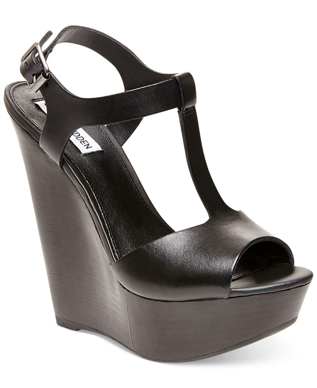steve madden black platform wedge sandals