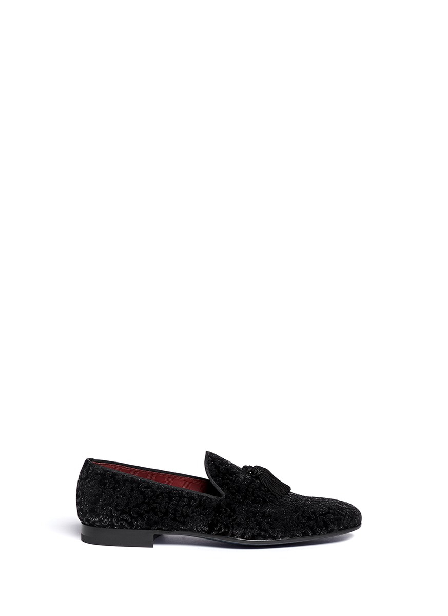 Lyst Saks Fifth Avenue Tassel Velvet Loafers in Black for Men