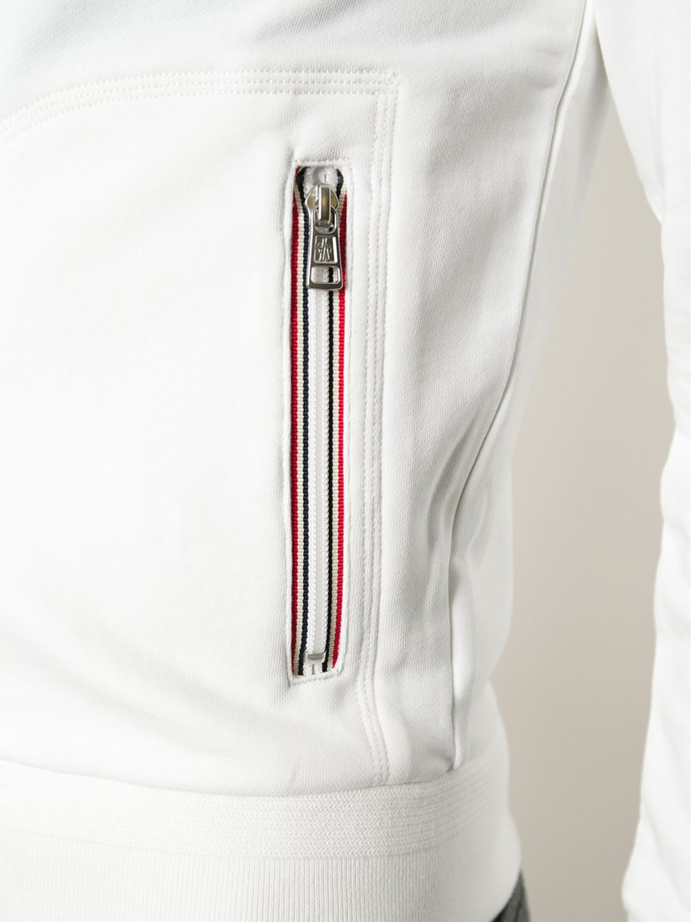 Moncler Zip-Up Sweatshirt in White for Men | Lyst