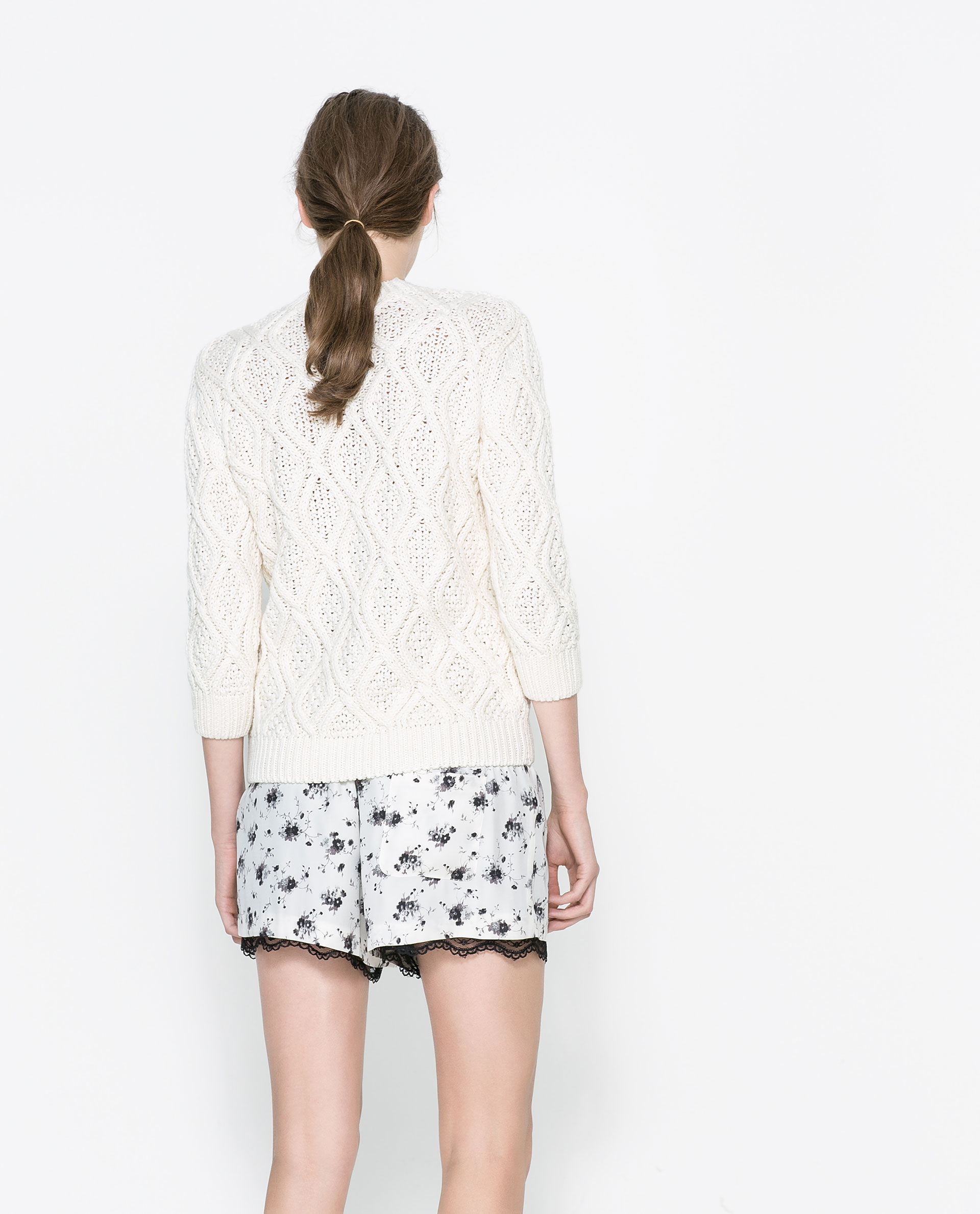 Zara Cable Knit Sweater in White Lyst