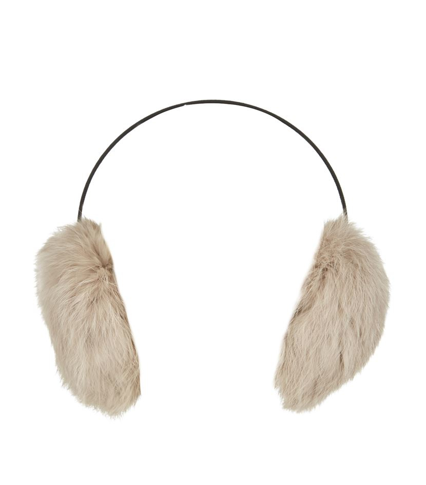 Yves Salomon Rabbit Fur Earmuffs in Black - Lyst