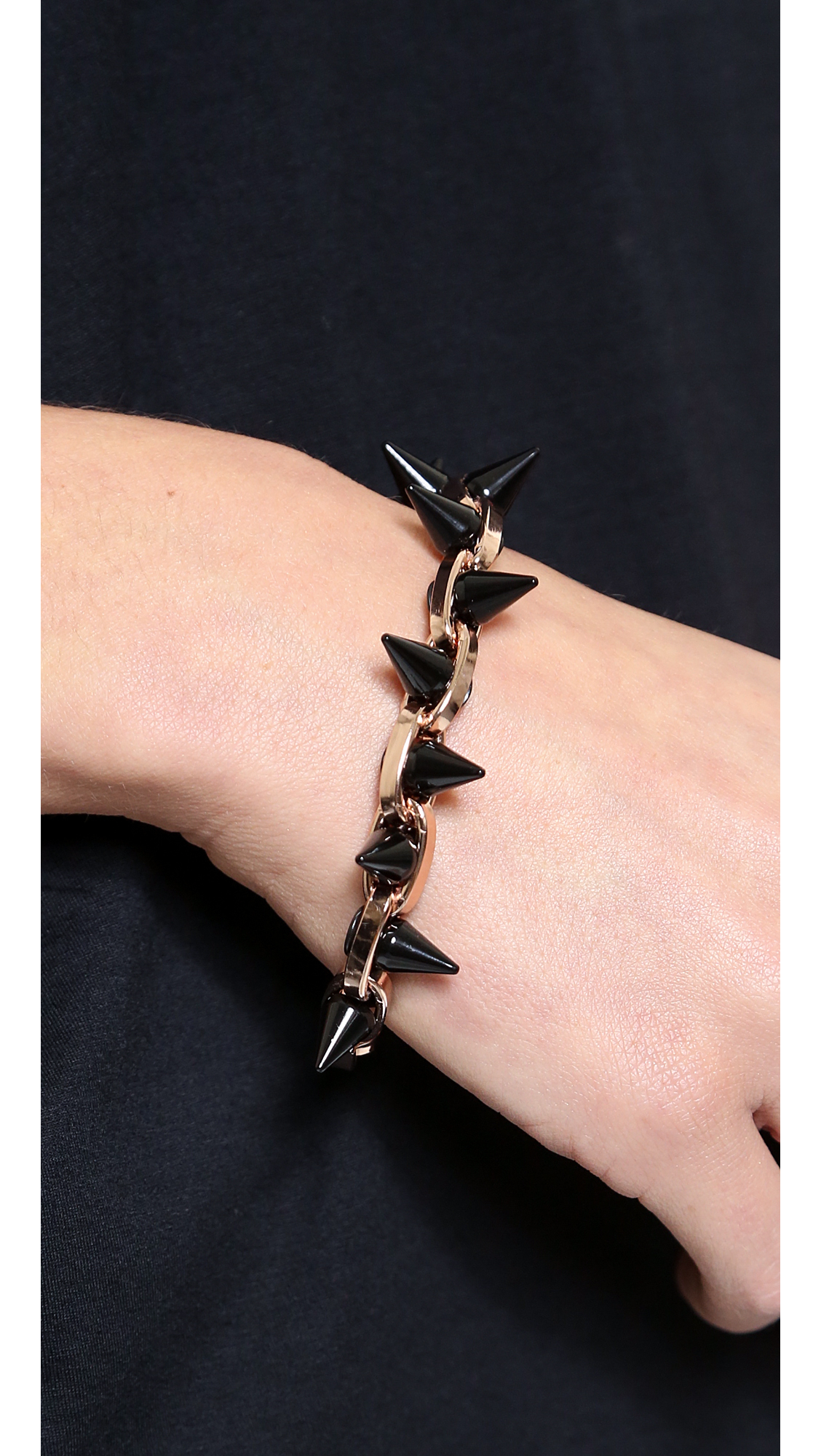 Lyst Joomi Lim Black Out Double Row Spike Bracelet Rose Gold Gallery