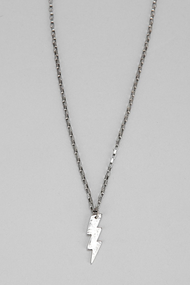 Urban Outfitters Lightning Bolt Pendant Necklace in Metallic for Men | Lyst