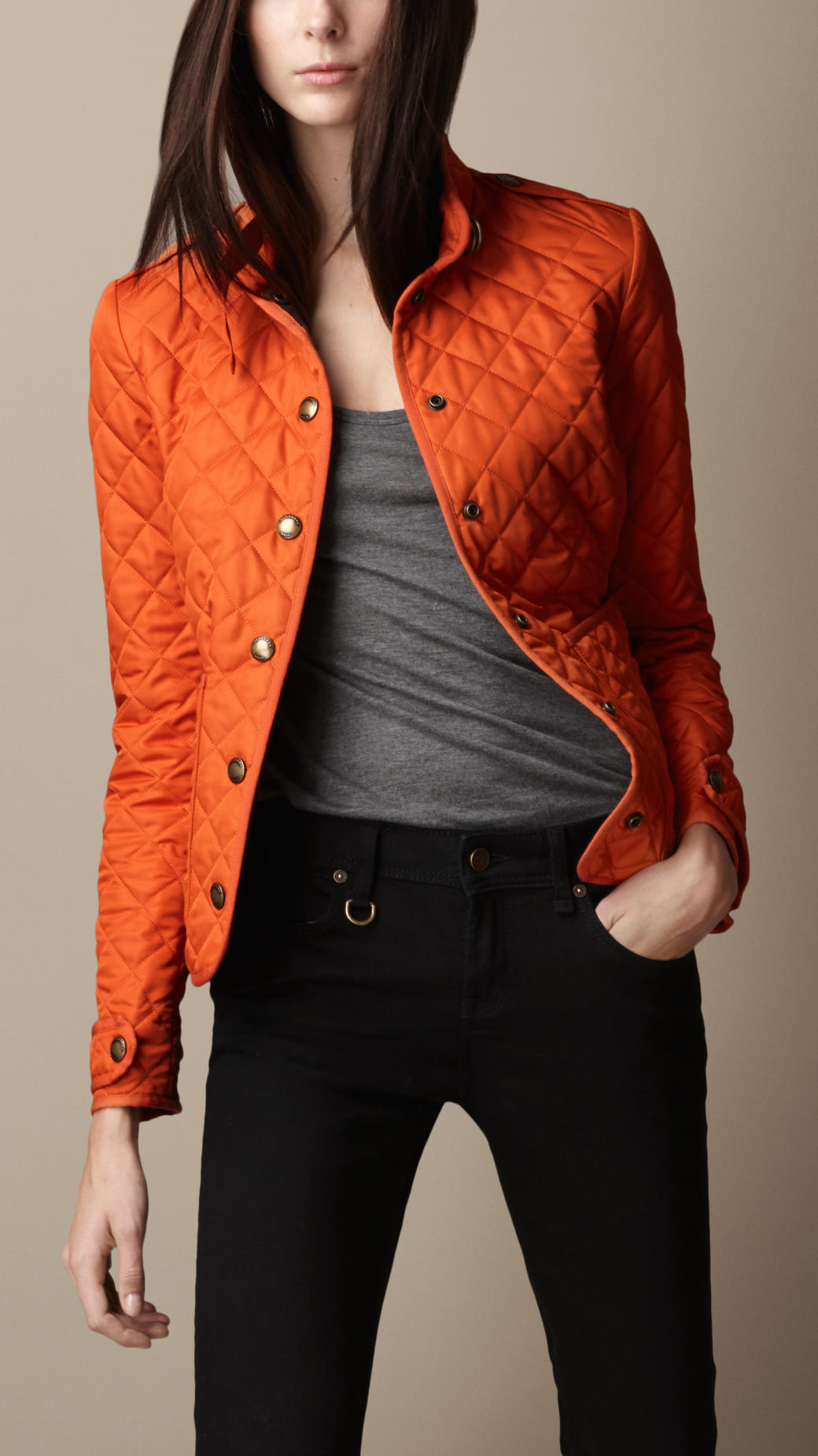 Burberry Heritage Quilted Jacket in Orange | Lyst