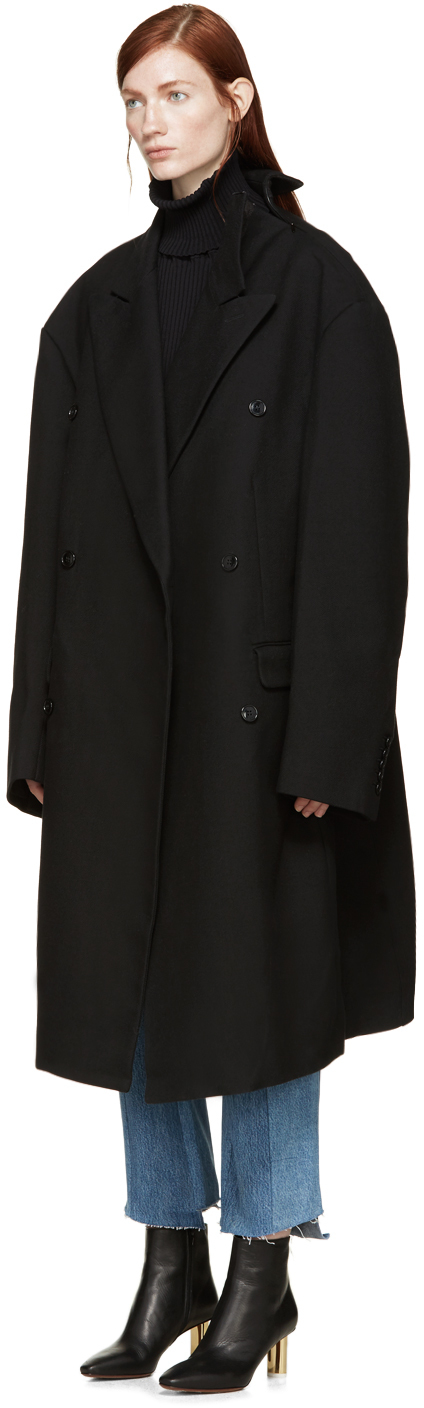 Black oversize wool coat Outlet