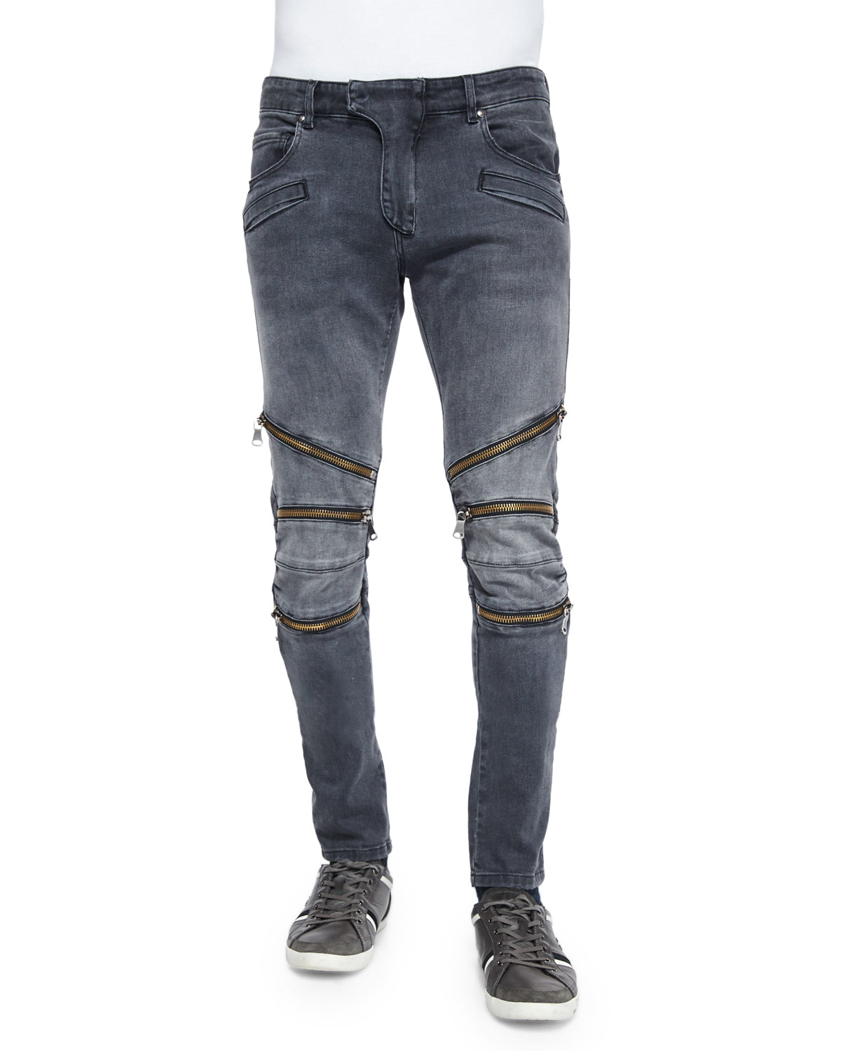 moto jeans with zippers mens